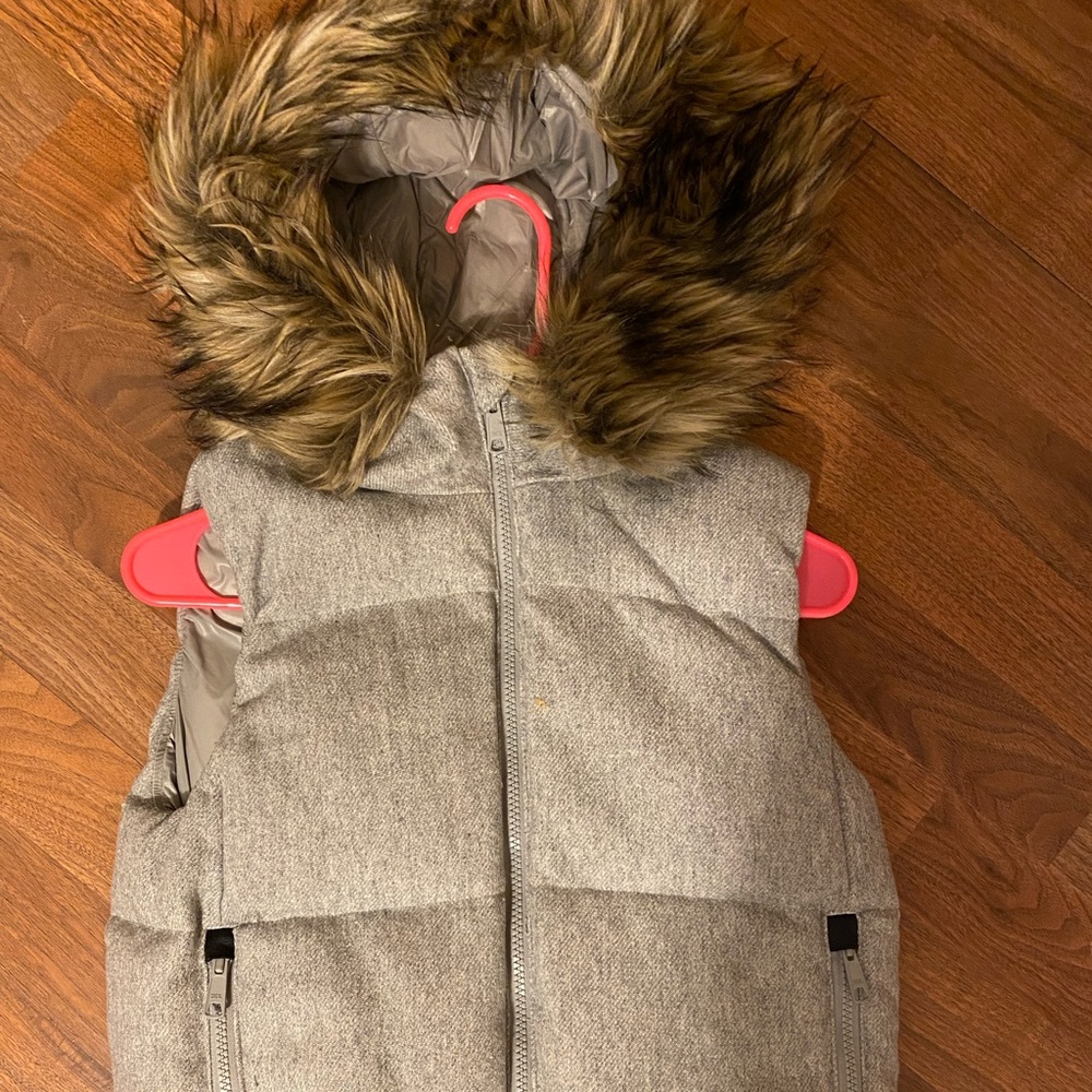 Puffer fur hooded vest